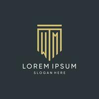 WM monogram with modern and luxury shield shape design style vector
