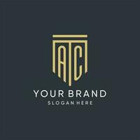 AC monogram with modern and luxury shield shape design style vector