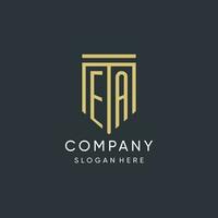 EA monogram with modern and luxury shield shape design style vector