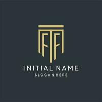 FF monogram with modern and luxury shield shape design style vector