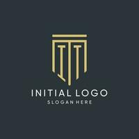 IT monogram with modern and luxury shield shape design style vector