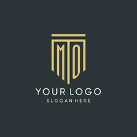 MO monogram with modern and luxury shield shape design style vector