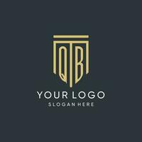 QB monogram with modern and luxury shield shape design style vector