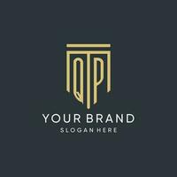 QP monogram with modern and luxury shield shape design style vector