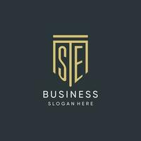 SE monogram with modern and luxury shield shape design style vector