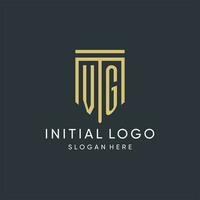 VG monogram with modern and luxury shield shape design style vector