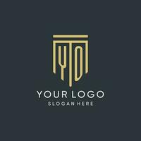 YO monogram with modern and luxury shield shape design style vector