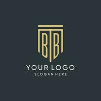 BB monogram with modern and luxury shield shape design style vector