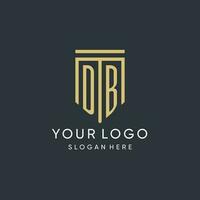 DB monogram with modern and luxury shield shape design style vector