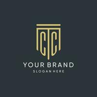 CC monogram with modern and luxury shield shape design style vector