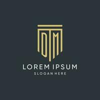 DM monogram with modern and luxury shield shape design style vector