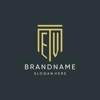 EV monogram with modern and luxury shield shape design style vector