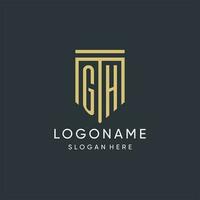 GH monogram with modern and luxury shield shape design style vector