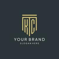 KC monogram with modern and luxury shield shape design style vector