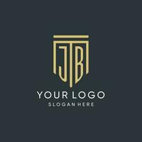 JB monogram with modern and luxury shield shape design style vector