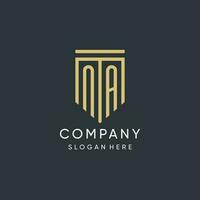 NA monogram with modern and luxury shield shape design style vector