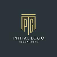 PG monogram with modern and luxury shield shape design style vector