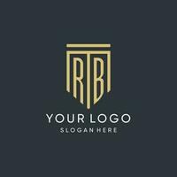 RB monogram with modern and luxury shield shape design style vector