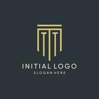 TT monogram with modern and luxury shield shape design style vector