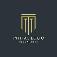 TT monogram with modern and luxury shield shape design style vector