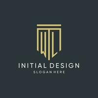 WL monogram with modern and luxury shield shape design style vector