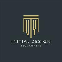 VY monogram with modern and luxury shield shape design style vector