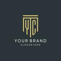 YC monogram with modern and luxury shield shape design style vector