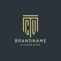 CV monogram with modern and luxury shield shape design style vector