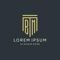 BM monogram with modern and luxury shield shape design style vector