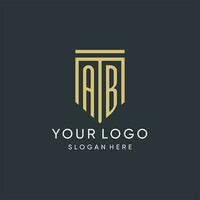 AB monogram with modern and luxury shield shape design style vector