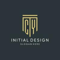 CY monogram with modern and luxury shield shape design style vector