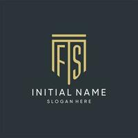 FS monogram with modern and luxury shield shape design style vector