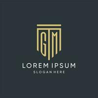 GM monogram with modern and luxury shield shape design style vector