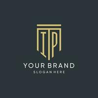 IP monogram with modern and luxury shield shape design style vector