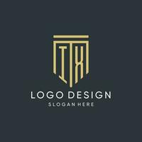 IX monogram with modern and luxury shield shape design style vector