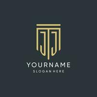 JJ monogram with modern and luxury shield shape design style vector