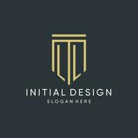 LL monogram with modern and luxury shield shape design style vector