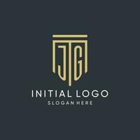 JG monogram with modern and luxury shield shape design style vector