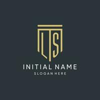 LS monogram with modern and luxury shield shape design style vector