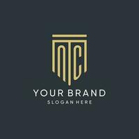 NC monogram with modern and luxury shield shape design style vector