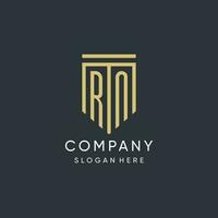 RN monogram with modern and luxury shield shape design style vector