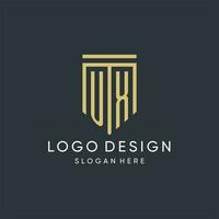 UX monogram with modern and luxury shield shape design style vector