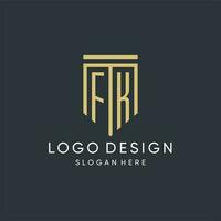 FK monogram with modern and luxury shield shape design style vector