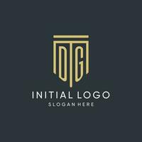 DG monogram with modern and luxury shield shape design style vector