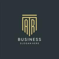 AR monogram with modern and luxury shield shape design style vector