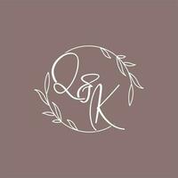 QK wedding initials monogram logo ideas vector