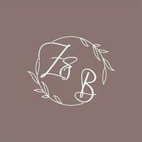 zb Boda iniciales monograma logo ideas vector