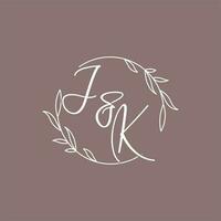 jk Boda iniciales monograma logo ideas vector