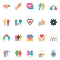 Flat color icons for Love and friendship vector