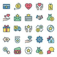 Filled color outline icons for Loyalty. vector